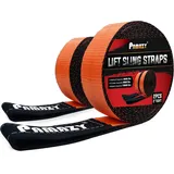 2 Stück 5,1 x 9,1 m Premium-Hebeband, 8,527,5 kg Kapazität, Robustes Nylonband für Hebe, 2-lagige Twist-Eye-Polyester-Takelagegurte, Baumschoner, Webschlinge, Seilwinde