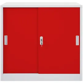 Mendler Aktenschrank Boston HWC-F41, Stahlschrank, mit Schiebetüren 90x90x45cm ~ rot