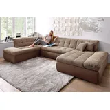 DOMO collection Wohnlandschaft »Moric«, im XXL-Format, wahlweise mit Bettfunktion und Armlehnenverstellung, inklusive loser Zierkissen, frei im Raum stellbar