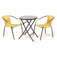 VCM 3-tlg. Gartenmöbelset Gartengarnitur Poly-Rattan Beige Sitzgarnitur