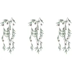 Winterliche Kunstpflanze CREATIV GREEN "Weihnachtsdeko", grau, B:15cm H:100cm T:10cm, Kunststoff, Kunstpflanzen, mit zahlreichen Fichtenspitzen und Zapfen, 3er-Set
