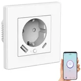 Luminea Home Control WLAN-Unterputzsteckdose mit USB-C und USB-A 2 A
