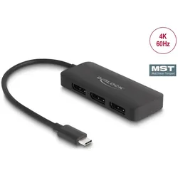 Delock USB Type-CTM Splitter DP Alt Mode zu 3 x DisplayPort, MST 4K 60 Hz