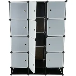 Mendler Regalsystem Sydney T306, Steckregal Garderobe Kleiderschrank, 8 Boxen je 37x37x47cm schwarz