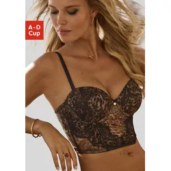Corsage LASCANA, Damen, Gr. 80, Cup B, bunt (leo, bedruckt), Netz, Obermaterial: 62% Polyamid, 32% Polyester, 6% Elasthan, sexy, Corsagen, aus Soft-Mesh und feiner Spitze, mit abnehmbaren Trägern, sexy Dessous