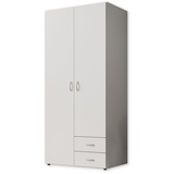 Stella Trading BASE Zeitloser Kleiderschrank in drei verschiedenen Größen - Vielseitiger Drehtürenschrank in Weiß - 81 x 176 x 51 cm (B/H/T)