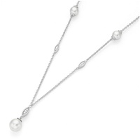 GIORGIO MARTELLO MILANO Perlenkette »Y-Form mit Muschelkernperlen und Zirkonia, Silber 925« weiß