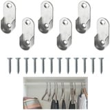 JJWNMLL 6 pcs kleiderstange halterung,Vientiane Schrankrohrlager,Metall Kleiderstangenaufhänger,mit 12 Schrauben für 16 mm Durchmesser Stange (6 Pcs)