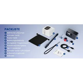doinow Akku Elektropumpe Tragbare Fahrradpumpe mit LED-Licht schwarz