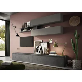 Home Affaire Wohnwand HOME AFFAIRE "Infinity, 5tlg. Breite 276 cm, Höhe variabel, Schrankwand, Anbauwand", grau (steingrau (ardesia), bleigrau (piombo)), B:276cm H:190cm T:40cm, Holzwerkstoff, Kastenmöbel-Sets, Wohnwand, (2x Lowboard, 2x Hängeschrank, Wandregal)