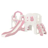 joyz Schaukel mit Spielturm und Rutsche 6-in-1 Rosa
