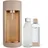 Beige + Glasflasche + PET-Flasche