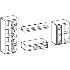 ax living Spacoro Wohnwand Eiche Lefkas Wohnzimmerschrank 270 cm