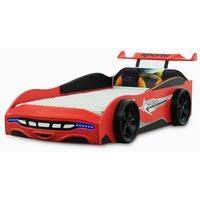 Möbel-Lux Kinderbett Sport 2.0, Kinder Autobett mit LED Scheinwerfer und Spoiler rot