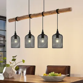LINDBY Elrond 4-flg. 60 W 116 cm rund Holz schwarz