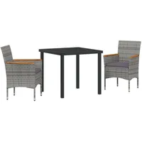 VidaXL 3-teiliges Garten-Essgruppen-Set Graues Poly-Rattan