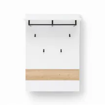 Stella Trading Garderobenpaneel Memphis Weiß, Eiche Artisan Holzwerkstoff, 80x118x30 cm Aufhängemöglichkeit, Hutablage, Kleiderstange, Garderobe, Garderobenpaneele, Garderobenpaneele