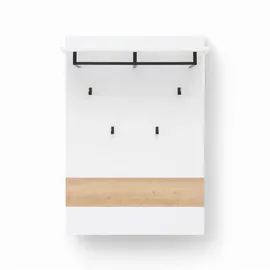 Stella Trading Garderobenpaneel Memphis Weiß, Eiche Artisan Holzwerkstoff, 80x118x30 cm Aufhängemöglichkeit, Hutablage, Kleiderstange, Garderobe, Garderobenpaneele, Garderobenpaneele