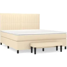 vidaXL Boxspringbett mit Matratze Creme 180x200 cm Stoff