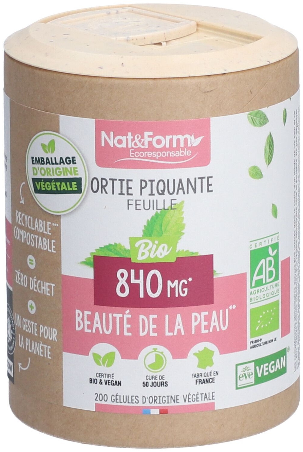 Nat&Form Ortie piquante (Feuille) Bio en gélules 200 pc(s) capsule(s)