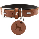 Hunter LARVIK Hundehalsband, Leder, schlicht, elegant, komfortabel, 55 (M), cognac/schwarz