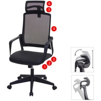 Mendler Bürostuhl HWC-J52, Drehstuhl Schreibtischstuhl, ergonomisch Kopfstütze, Kunstleder schwarz