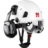 mustbau Sicherheitshelm-Set, EN397 Schutzhelm mit Ohr- und Gesichtsschutz, verstellbares Kopfband von 53 bis 63 cm, strapazierfähiges ABS-Material