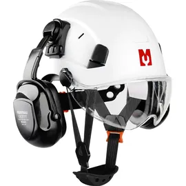 mustbau Sicherheitshelm-Set, EN397 Schutzhelm mit Ohr- und Gesichtsschutz, verstellbares Kopfband von 53 bis 63 cm, strapazierfähiges ABS-Material