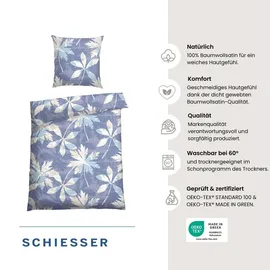 SCHIESSER Vera Floral Blau 135 x 200 cm + 80 x 80 cm