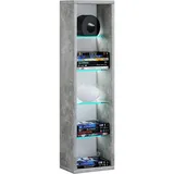 VCM Mid.you Regal grau Glas, 4 Fächer, 21x77x20 cm, Wohnzimmer, Regale, Bücherregale