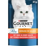 PURINA GOURMET Perle Genuss in Sauce Katzenfutter nass, mit Rind, 24er Pack (24 x 85g)