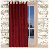 SeGaTeX home fashion Thermo Chenille Flóki Schlaufenschal Bordeaux mit 7 Stck. Schlaufen Thermo-Wärmevorhang Deko-Schal 225 x 130 cm