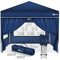 Tillvex Pavillon 3x3m Blau - mit 4 Seitenteilen wasserdicht
