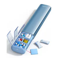 VAYDEER Tablettenbox 7 Tage Testsieger [Trockensicher] [Große Kapazität] [Tablettenbox 2 mal täglich] [Metall-Reise-Pillendose] Medikamentenbox 7 Tage Pill Organizer Pillendose (Blau)