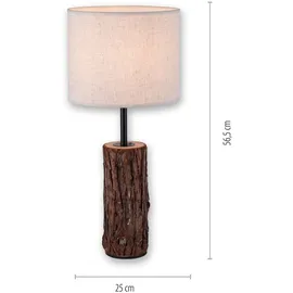 just light. Tischleuchte Beistelllampe Tischlampe Schlafzimmerlampe Holzdekor Stoff H 58 cm