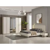 Xlmoebel Schlafzimmer-Set Bett + 2x Nachttische + Kleiderschrank + Kommode + Schminktisch, (6-tlg., Bett), Hergestellt in Europa weiß