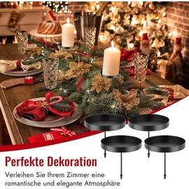 luxuskollektion 6er Set Kerzenhalter Stabkerzen Schwarz Metall Adventskranz