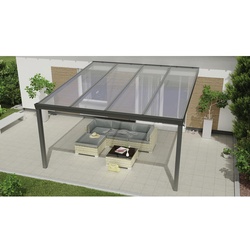 GARDENDREAMS Terrassenüberdachung »Expert«, BxT: 500 x 350 cm, grau / RAL9007, Glasdach