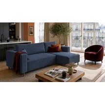 marpur Eckcouch Cordstoff 2-Sitzer Blau