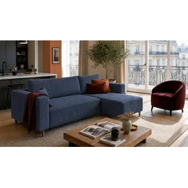 marpur Eckcouch Cordstoff 2-Sitzer Blau