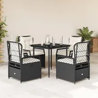 Brokky Gartenmöbel Set mit 4 Verstellbare Hochlehner Stühlen Gartenmöbel Essgruppe Garten Sitzgruppe 4 Personen Sitzgruppe Outdoor Rattan Gartentisch mit Stühlen Set-Schwarz-5-tlg