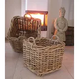 Rattan Weidenkorb Feuerholzkorb Allzweckkorb Deko Korb (50 x 50 x 45 cm)