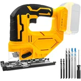 Akku Stichsäge Kompatibel mit Dewalt 18V Akku, 400w Pendelhubstichsäge 2900U/min Variable Geschwindigkeit 45° Gehrungsschnitte für Holz, PVC, Sperrholz, 6 Stichsägeblätter (Ohne Akku)