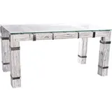 CHYRKA® Esstisch (Weiss, 120x80 cm H=75 cm) DROHOBYCZ Wohnzimmertisch Esszimmertisch Massivholz Glastisch Holz Glas Loft Handmade Vintage Deco