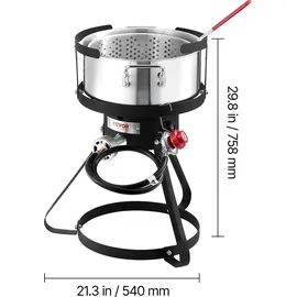 Vevor Fisch Fritteuse Flügelfritteuse 9,35 L Aluminium