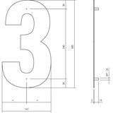 Intersteel Hausnummer 3 XL Edelstahl schwarz matt 300 mm