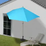 Mendler Sonnenschirm halbrund Parla, Halbschirm Balkonschirm, UV 50+ Polyester/Alu 3kg ~ 300cm t√orkis mit St√§nder