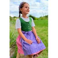 Isar-Trachten Dirndl Kinderdirndl 3tlg. - "AUSSEER TRACHT" - grün/rosa/lila grün|lila|rosa 140