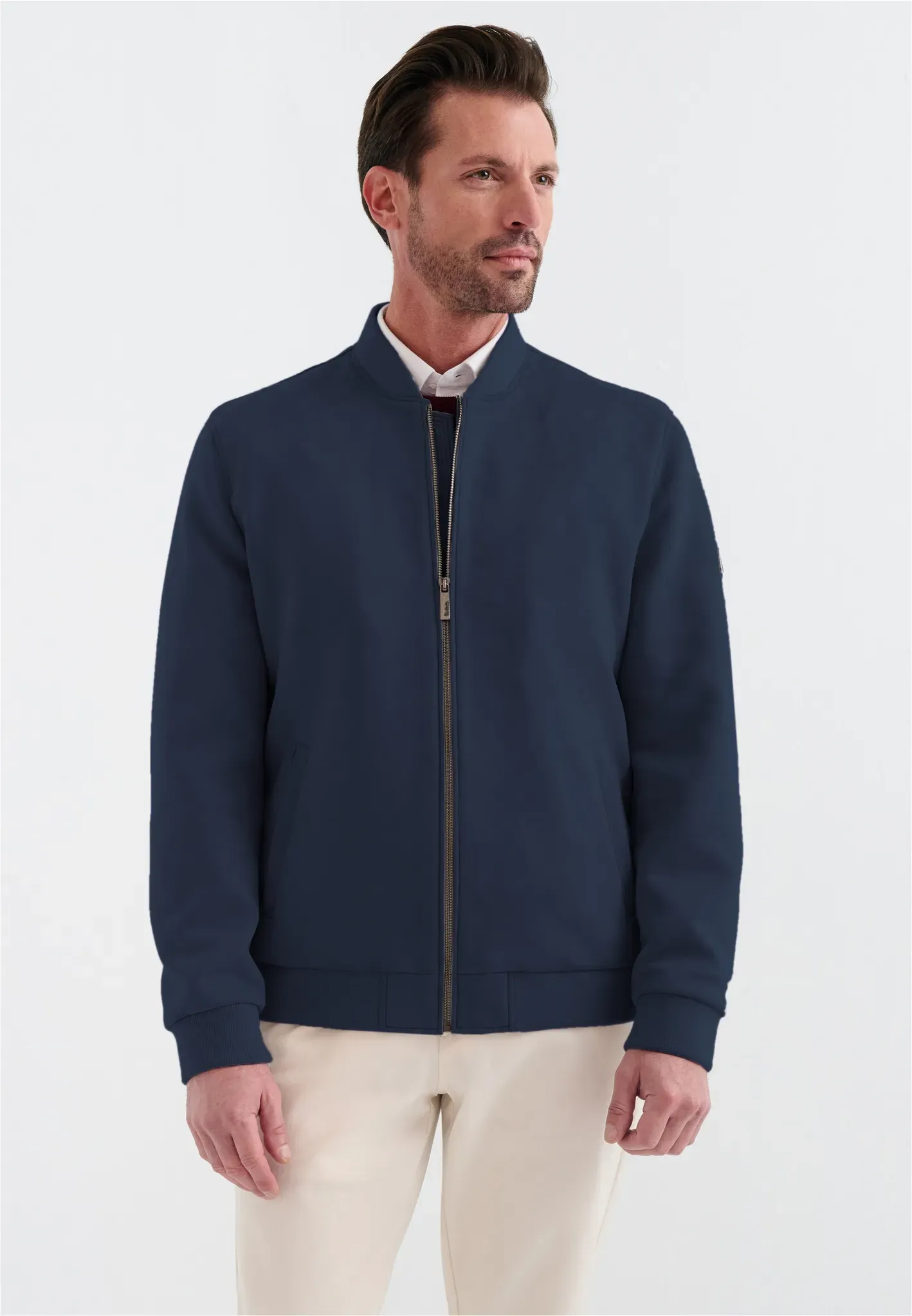 Lederimitatjacke PIERRE CARDIN, Herren, Gr. S, blau (blau, dunkelblau), 100% Lederimitat, unifarben, normal, V-Ausschnitt, Jacken, im Bomber-Stil