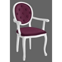 Casa Padrino Esszimmerstuhl Barock Esszimmerstuhl Lila / Weiß - Handgefertigter Antik Stil Stuhl mit Armlehnen - Esszimmer Möbel im Barockstil